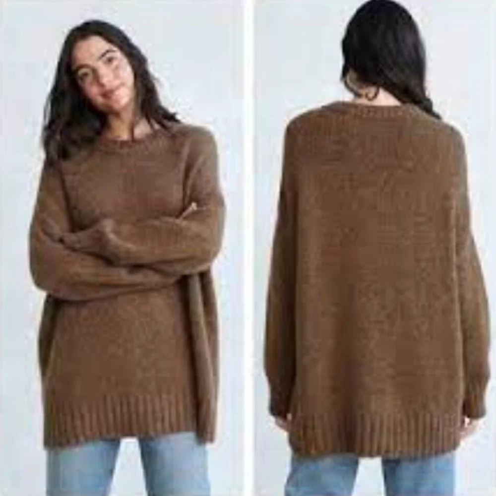 JENNI KAYNE Alpaca Cocoon Crewneck in Cocoa - Picture 2 of 8